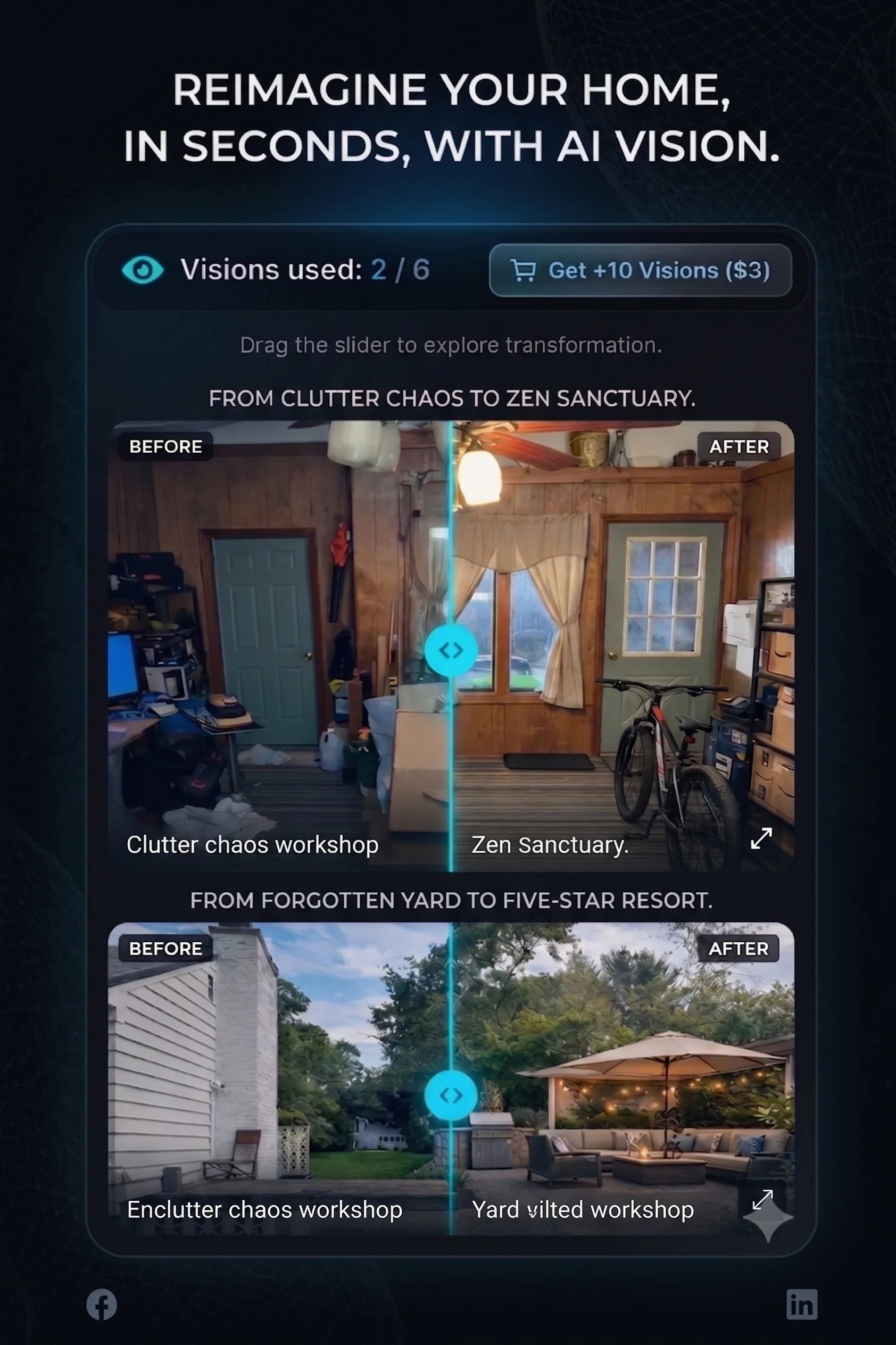Vision Mode — AI room reimagining before and after